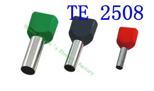 

DIANQI TE2508 Two Pre-insulated Pipe-shaped End Cold pressed terminals/Cable Connector/Wire Connector 1000PCS/Pack