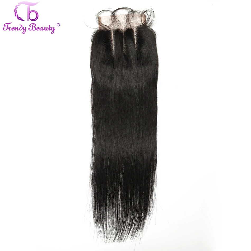 Trendy Beauty font b Hair b font Brazilian Straight 4x4 Three Part Swiss Lace Closure With