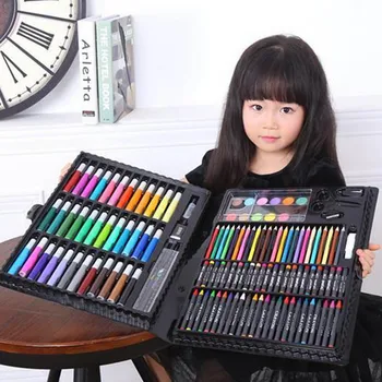 

150pc Kids Colored Pencil Crayons Oil Pastels Painting Marker Pen Paint Brush Drawing Tool Artist Kit School Kindergarten Supply