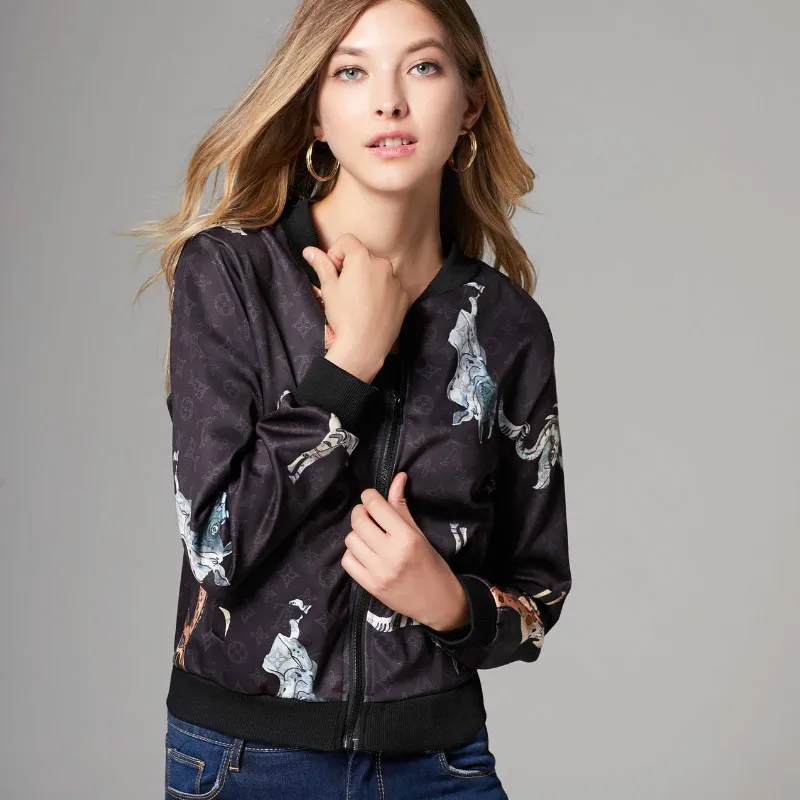 

2019 New Winter Autumn Women Long Sleeve Jackets Coats Fashion Causal Ladies Prints High Quality Jackets