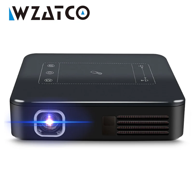 WZATCO D13 Android 7,1 небольшой карманный проектор 4 K смарт-Пико портативный проектор светодиодный WI-FI встроенный Батарея проектор для домашнего