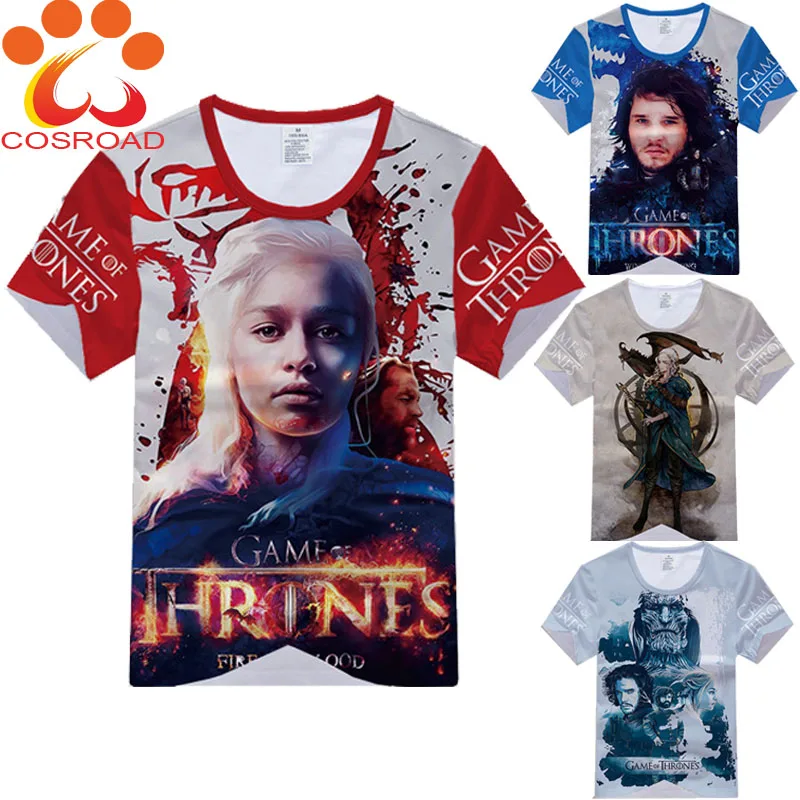 Cosroad Game of Thrones Cosplay T shirt Jon Snow Daenerys Targaryen tshirt 3D Printed Short-Sleeve Summer Men Women Tees Top