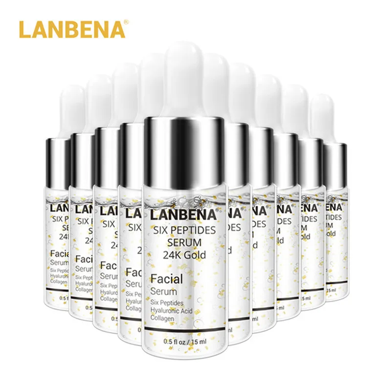 LANBENA 24K Gold Six Peptides Сыворотка для ухода за лицом крем против старения морщин лифтинг