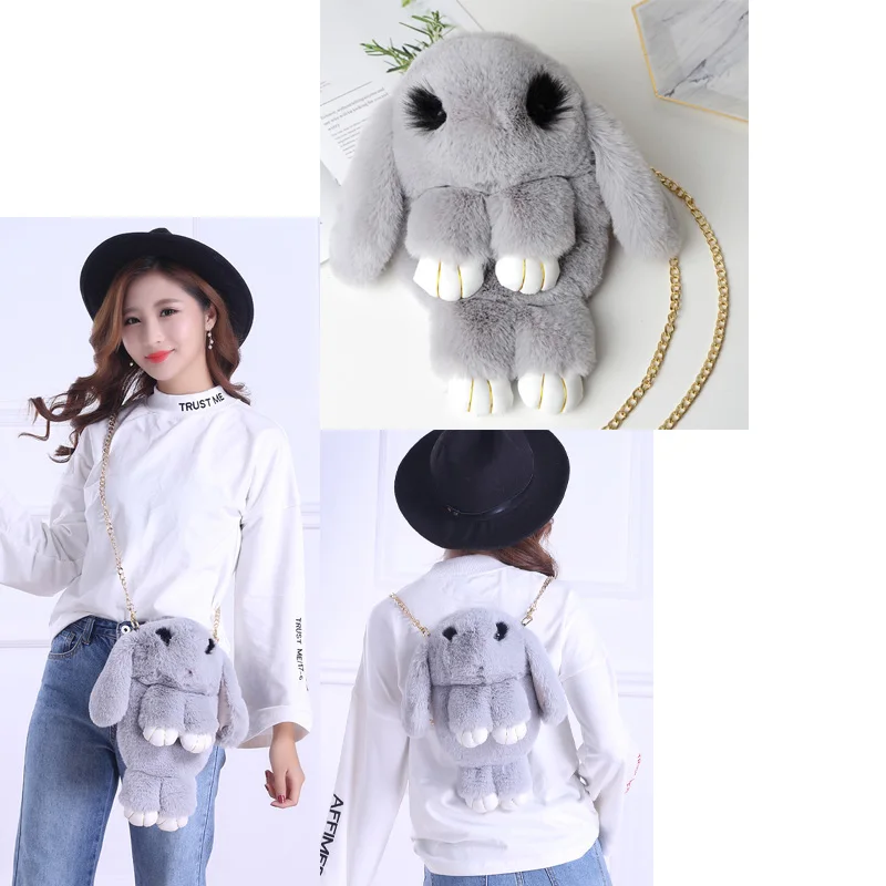 

2018 New Cartoon Plush Imitation Rabbit Backpack Ms. Shoulder Adult&Kids Gift Bag Toys