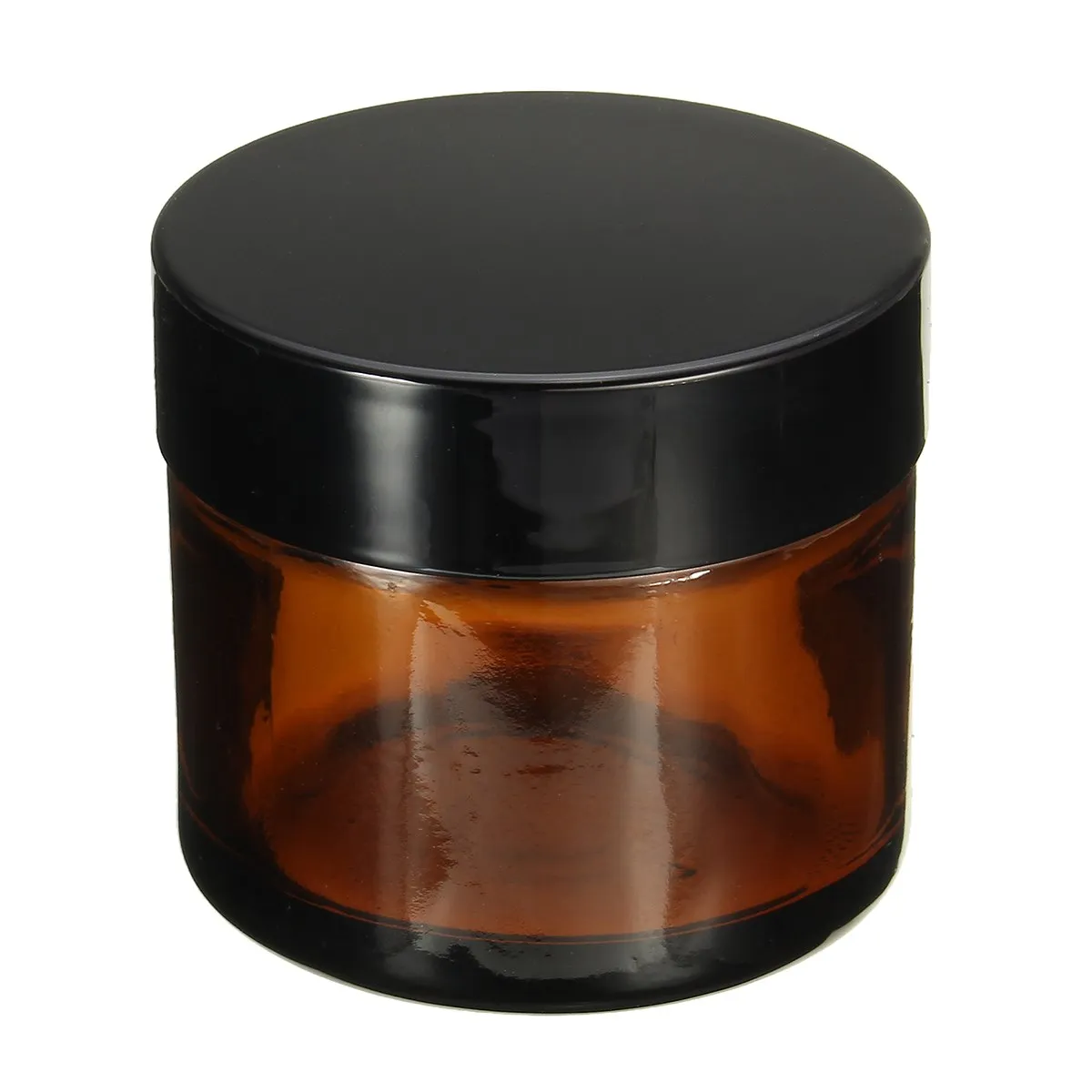 

60ml Amber Glass Jar Pot Cosmetic Container Empty Refillable Bottle Black Lid Makeup Tool For Travel Packing Skin Care Cream
