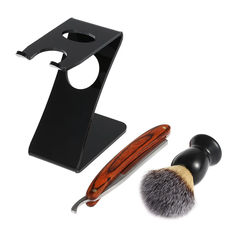 3 в 1 Мужской чистящий инструмент для лица для мужчин's бритье Опасная бритва набор бритвенная подставка + бритва + нейлоновая щетка сухая и