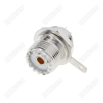 

50 Pieces UHF Front Mount Female Jack Bulkhead With Solder Cup Deck Clip Panel Mount RF Coaxial Connector Straight Brass Nickel