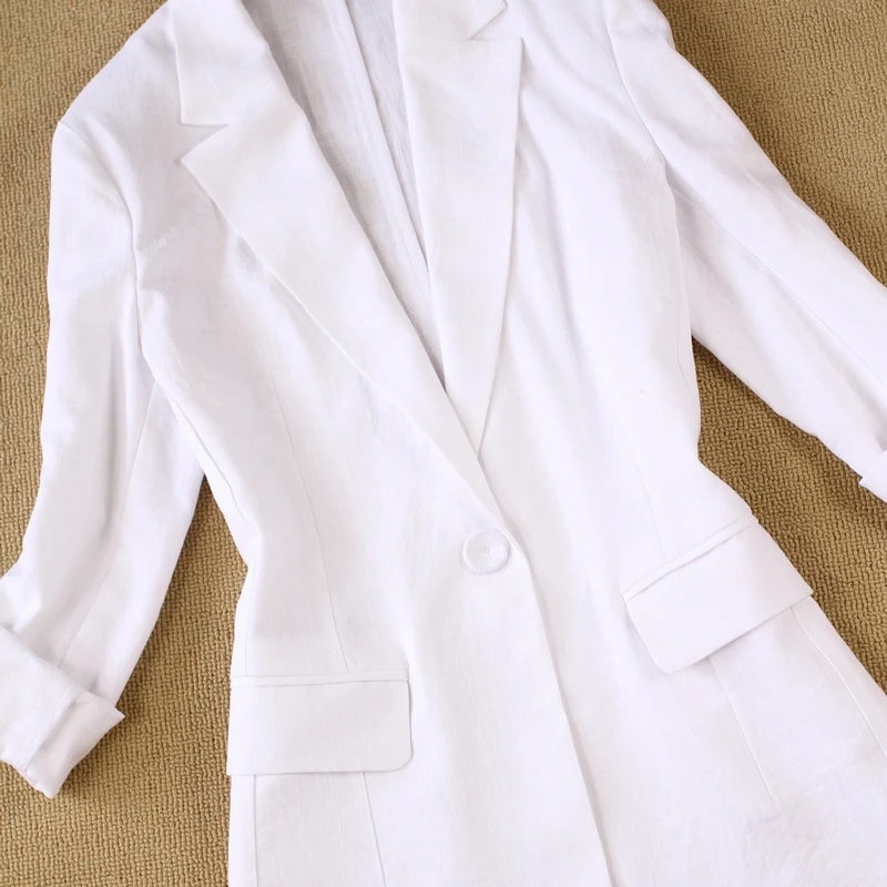 2 piece set women Suit female 2021 summer new style linen breathable white office ladies OL uniform jacket + shorts suit two piece skirt and top