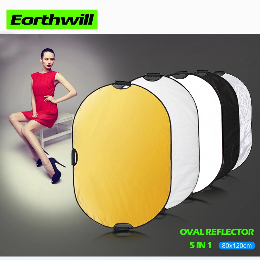

Photo studio oval reflector 80*120cm soft light pad 5 in 1 Portable folding portable photography camera mobile live handheld