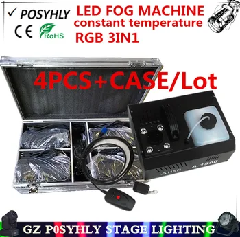 

4 pcs / constant temperature RGB 3in1 LED 1500W smoke machine+Flight Case ,Up jet 1500W fog machine DJ equipment