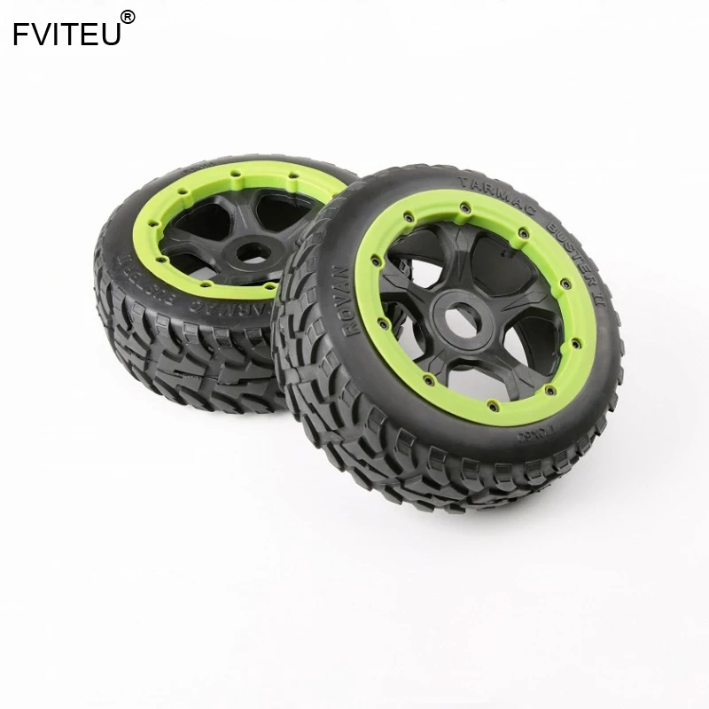 

FVITEU Complete Rubber Front On-Road Wheel Tire set Fit 1/5 HPI Baja 5B Rovan King Motor