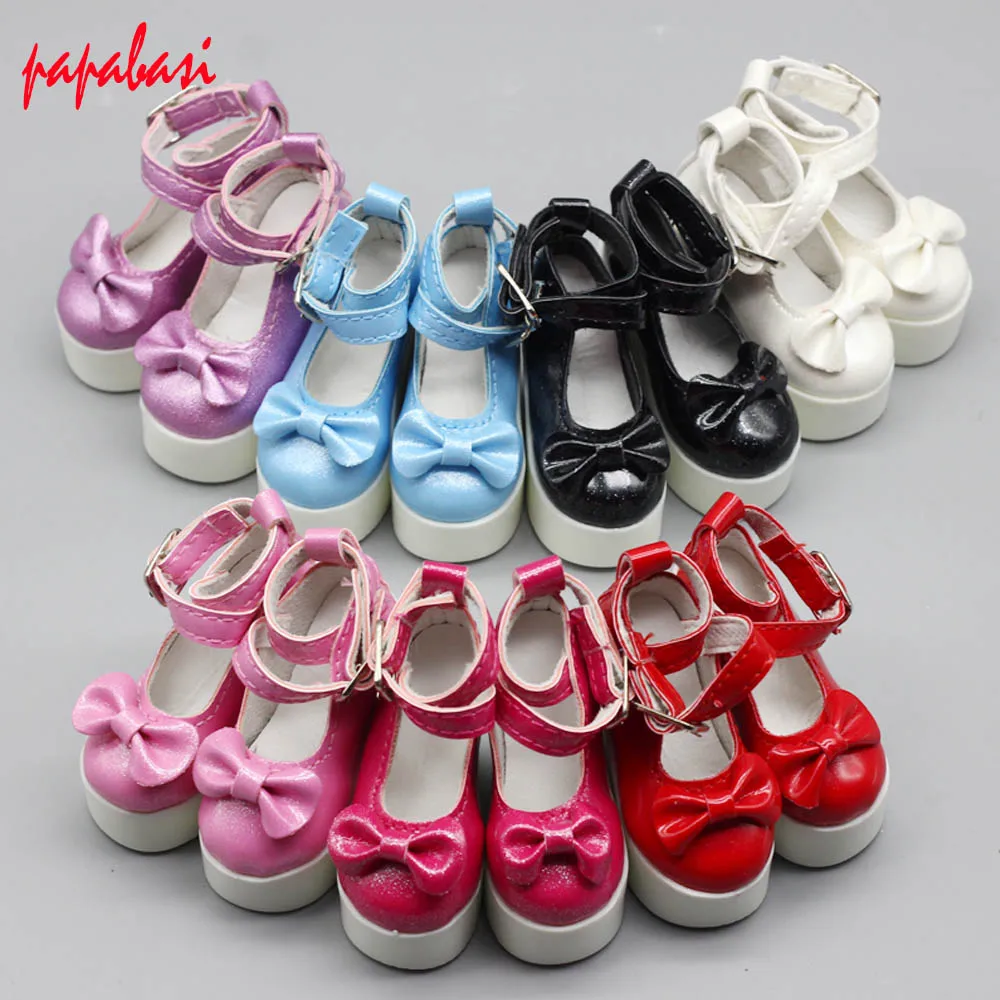 

1pair 7.8 cm Assorted Colors high heels Bow Shoes for 1/3 60cm BJD dolls accessories Princess shoes toys
