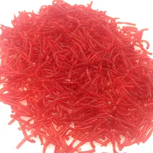 50Pcs/lot 2cm Simulation Earthworm red Worms Artificial Fishing Lure Tackle Soft Bait Lifelike Fishy Smell Lures Red YE-129