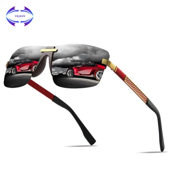 

VCKA Aluminum Magnesium Polarized Men's Sunglasses Women Male Sun glasses Driving Eyewear Goggle Rimless vintage UV400 Oculos