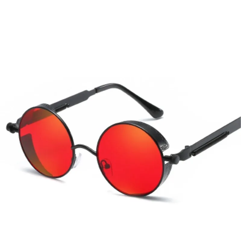 Стимпанк очки солнцезащитные очки Для мужчин Для женщин Брендовая Дизайнерская обувь Винтаж Круглые Солнцезащитные очки для ретро UV400 женский мужской Óculos розовый синий