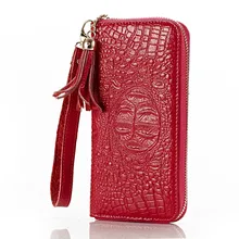 Genuine Leather Women Wallet Crocodile Fashion Women Purse Cow Leather Wallet Long designer Money Clip Carteira Feminina QB175