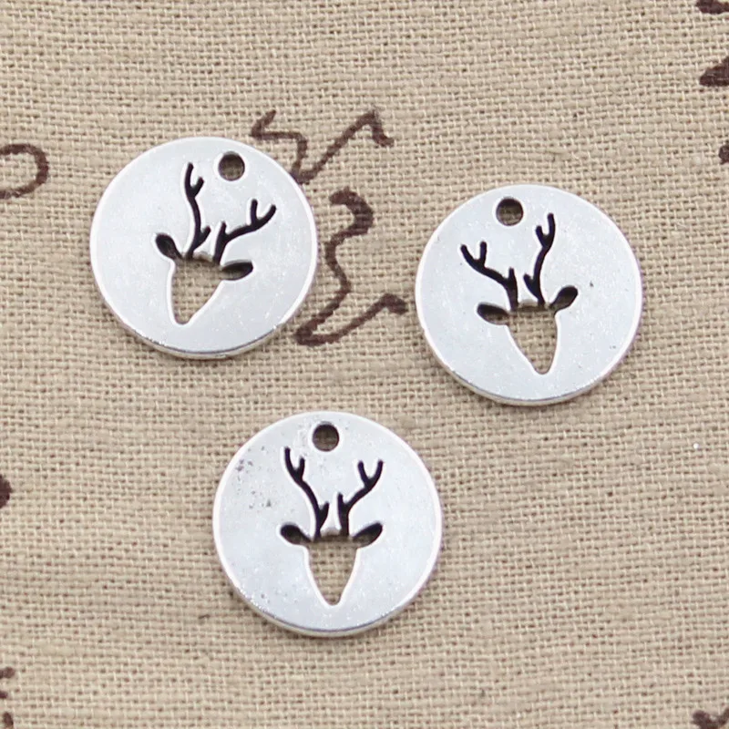 

12pcs Charms deer head cut 18x18mm Antique Silver Bronze Plated Pendants Making DIY Handmade Tibetan Silver Bronze Jewelry