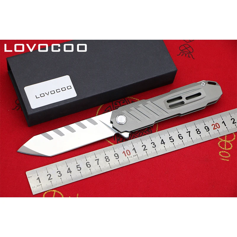 

LOCOVOO ST-55 New arrival D2 blade Titanium handle Flipper folding knife Outdoor camping hunting Survival pocket knives EDC tool