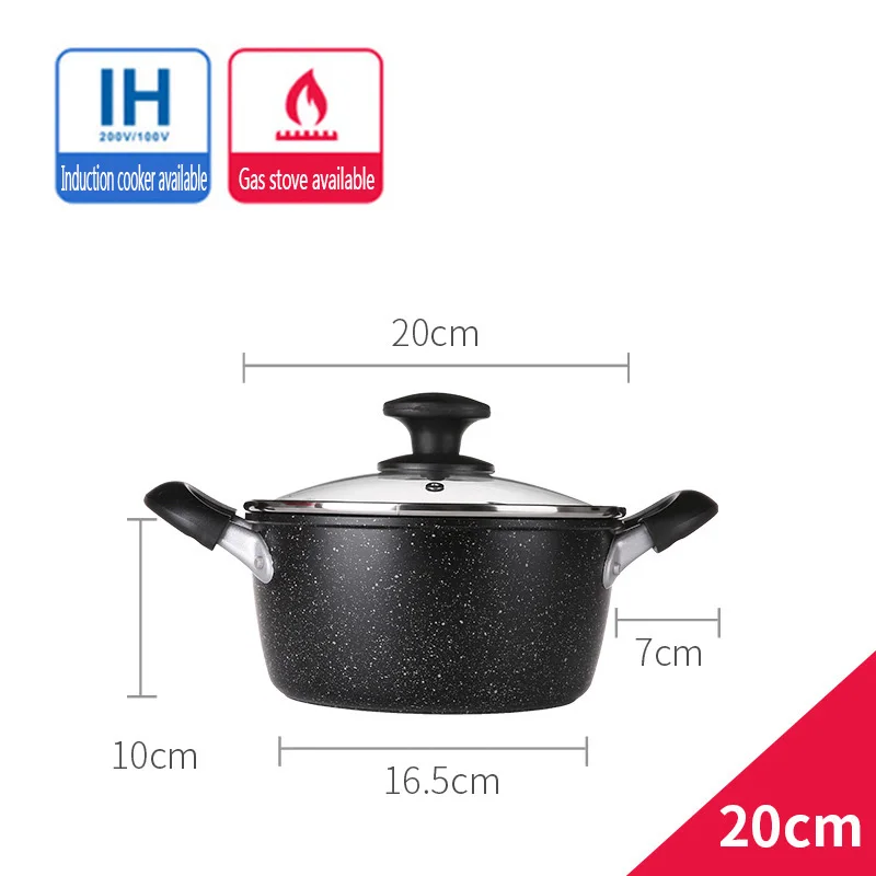 

20cm Korean Aluminum Non-stick Kitchen Accessories Binaural Soup Pot Cooker Mini Milk Pot Useful Pot Kitchen Gadget Cooking Tool