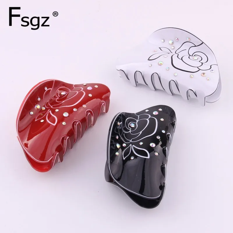 

Vintage Hairpin For Women Quality Acrylic Crystal Flower Print Hair Claw Clips Casual Crab For Hair Ponytail Hair Accessories