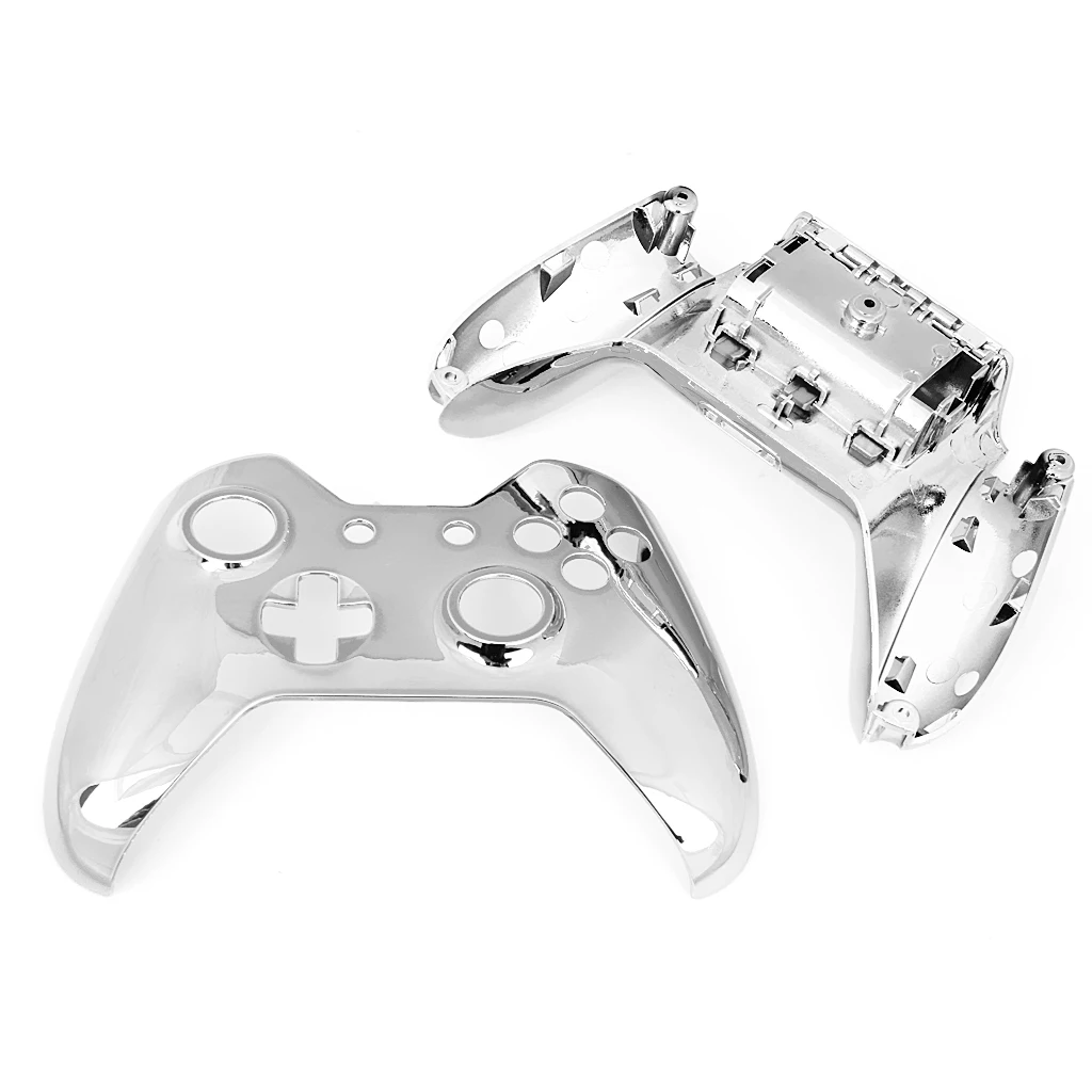 Metal Plated Full Housing Shell Case Kit Replacement Parts for Xbox One Wireless Controller - Silver