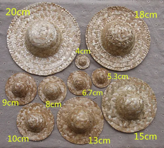1-10 шт ручной вязки соломенная шляпа мини кукла шляпа орнамент маленькая соломинка DIY ювелирные аксессуары ремесло украшения 4-20 см