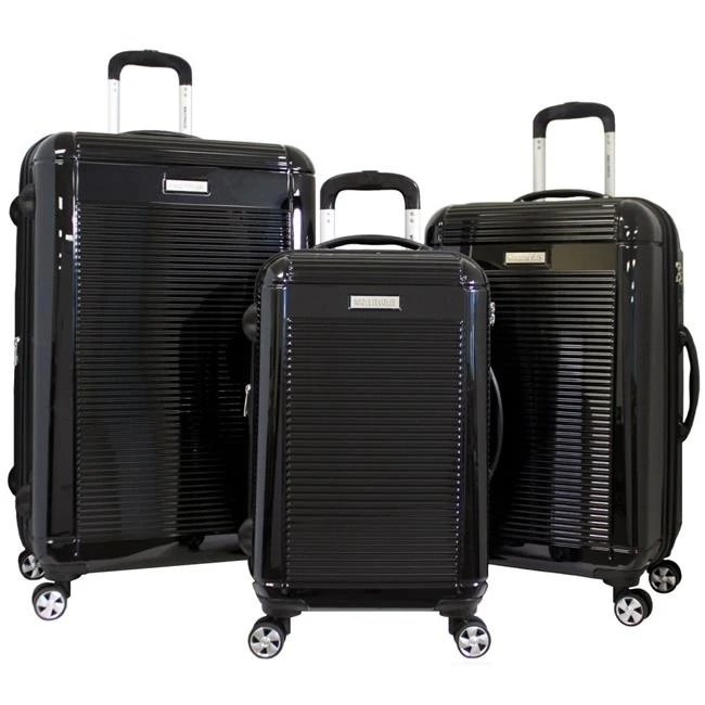 World Traveler WT4000-BLACK Regal Hardside Lightweight Spinner Luggage Set - Black 3 Piece
