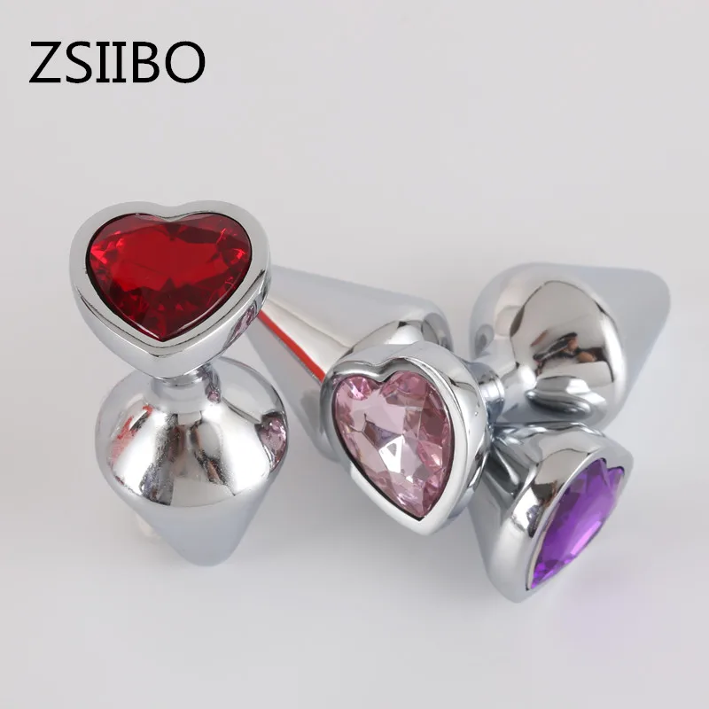 Sex toys for woman lenceria Heart shaped metal anal plug Silver Smooth safe adult products erotic toys intimate goods anal plug