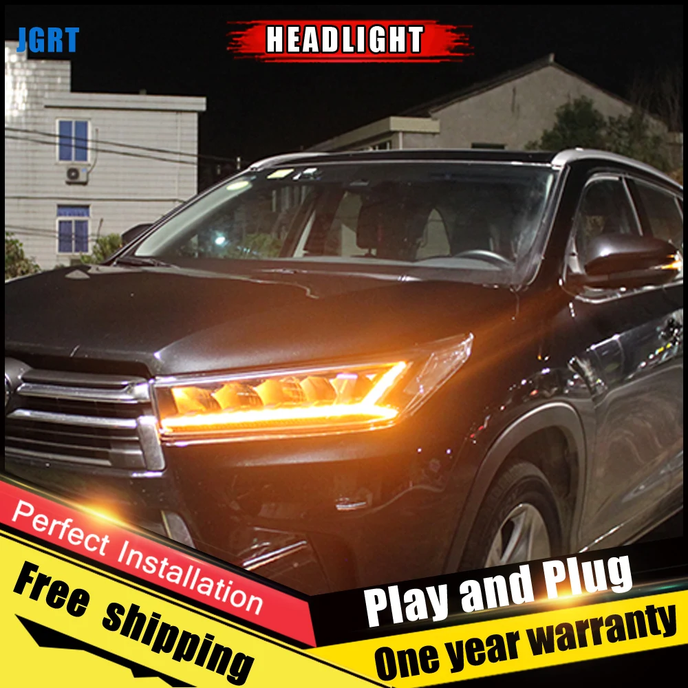 2 шт. светодиодный Автомобильные светодиодные фары для Toyota Highlander 2018|Фара авто в