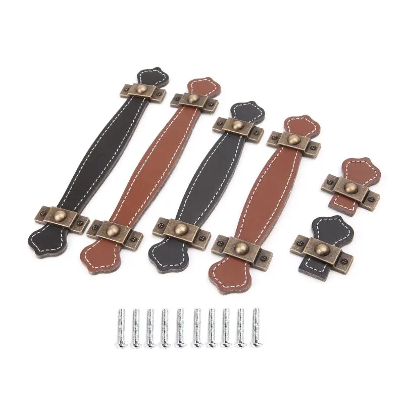 

Cabinet Handle Soft PU Leather Dresser Drawer Door Knobs Pulls Household Accessories