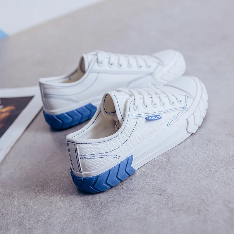 

2019 autumn new fashion simple color matching canvas shoes women trend comfortable wild casual flat shoes