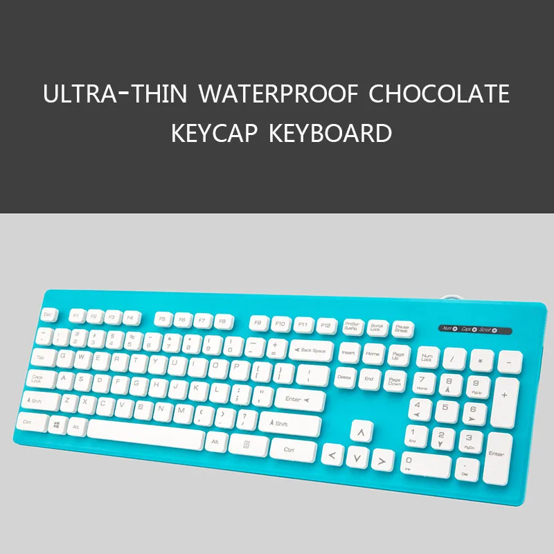 

New Cute 104 Keys Cap Waterproof Silence Office Wired Keyboard for PC Laptop Computer DOM668