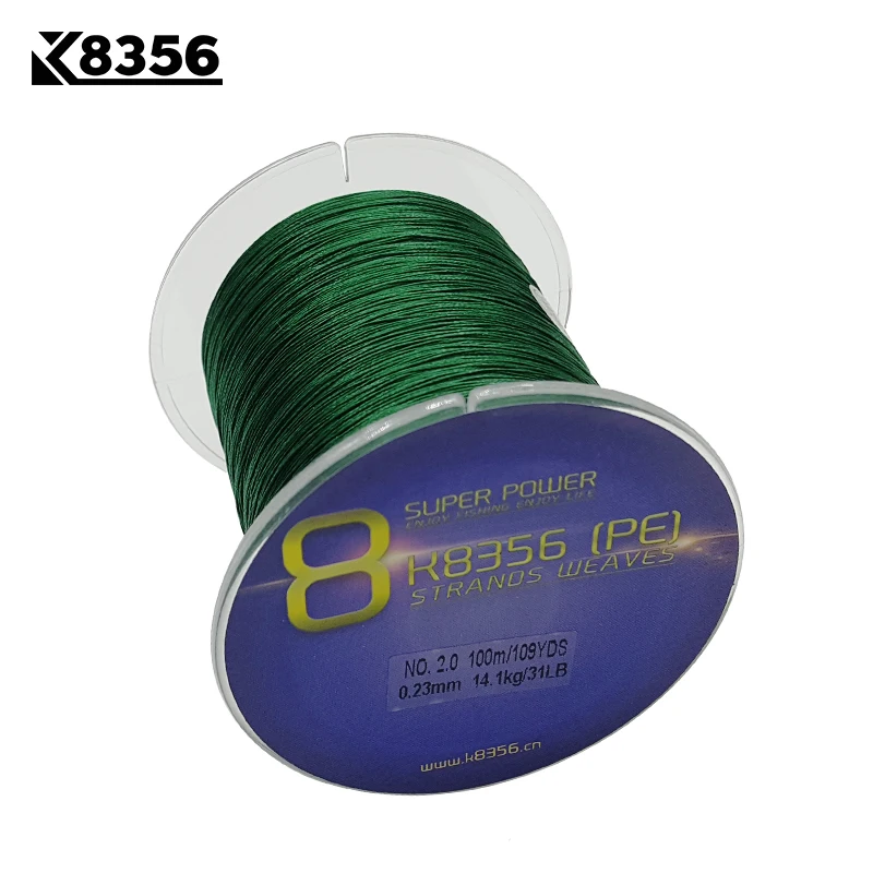 

K8356 8 Stands PE Braided Fishing Lines100M 100% PE Multifilament Braided Wire13-200LB 109Yards Smoother Mainline Fishing Line