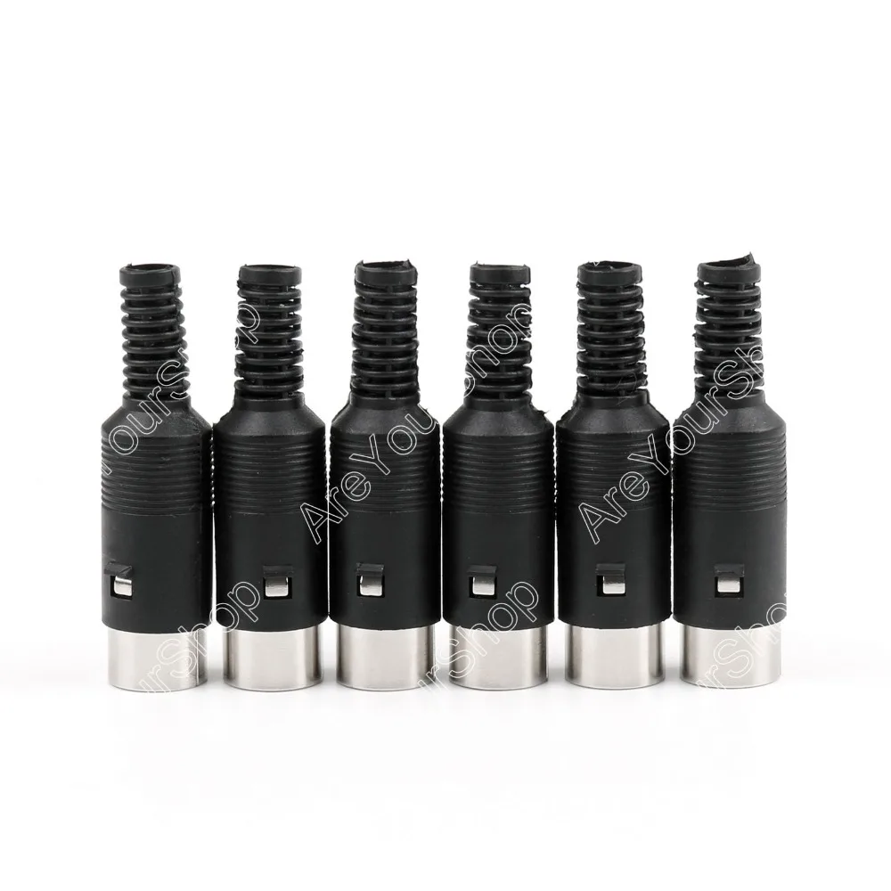 

Areyourshop 6 Pcs Din Plug Connector With Plastic Handle Male 6 Pin