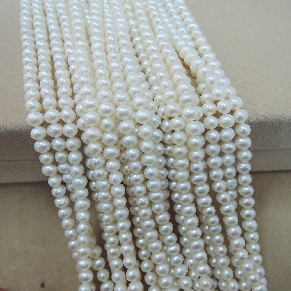 4-5 mm MINI FRESHWATER  round PEARL BEADS in strand100% NATURE freshwater pearl -AAA good quality