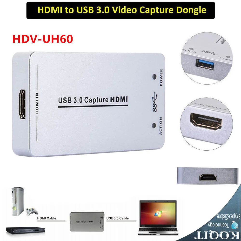 

Portable Capture Card Full HD 1080P Small HDMI Capture Device to USB 3.0 Video Audio Stream Capture Dongle Device Adapter