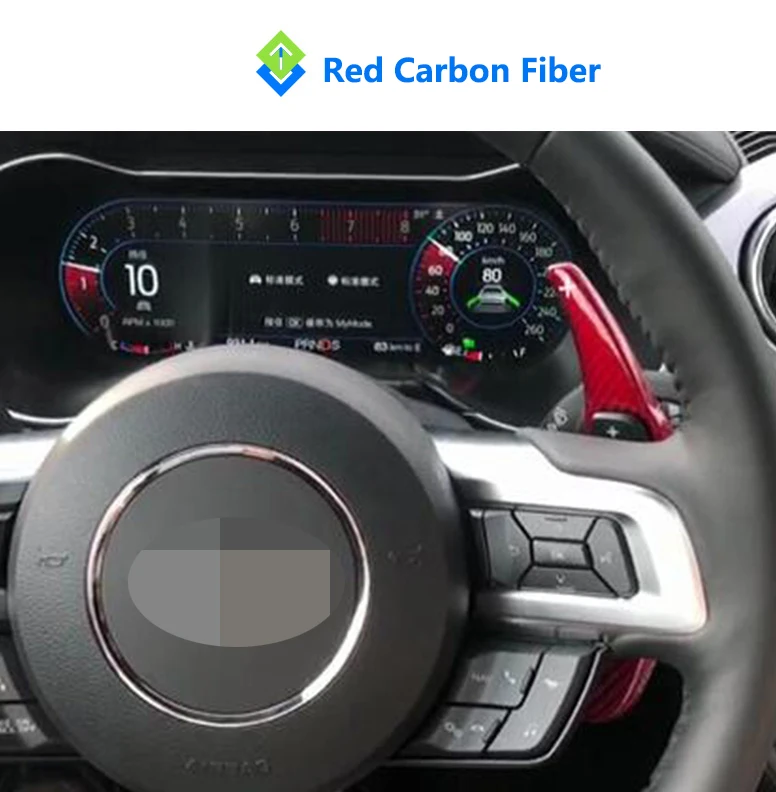 QHCP подрулевой механизм переключения передач весло Реальные углеродного волокна коробка передач переключения передач весла черный, красный для Ford Mustang