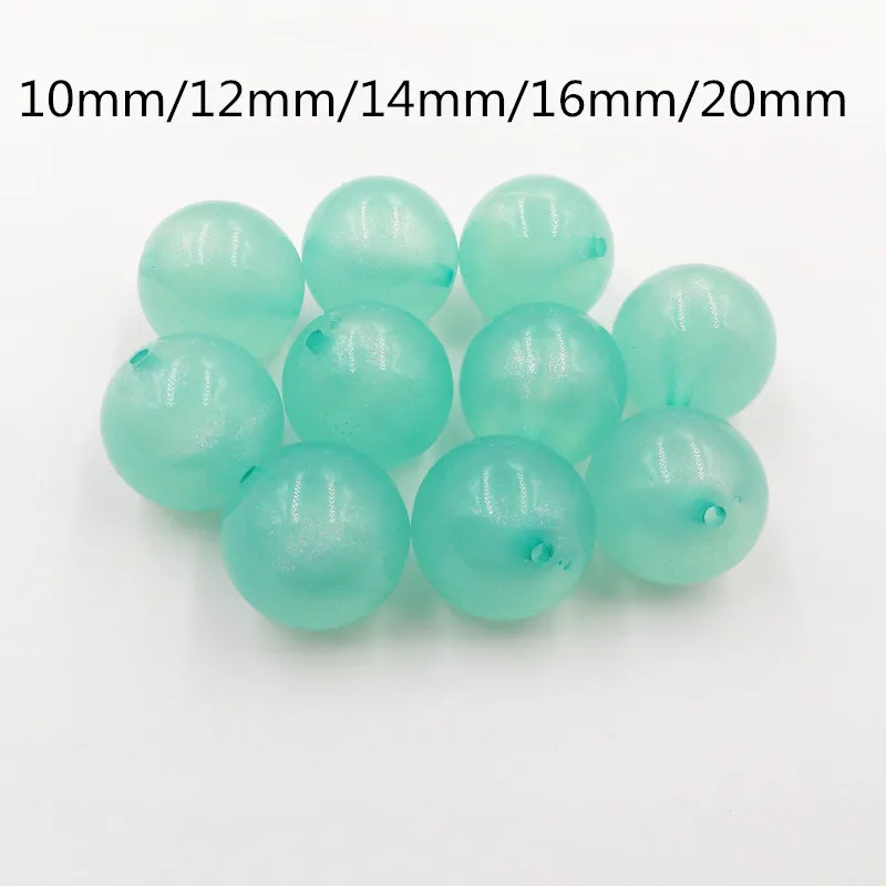 

Newest ! 12mm/20mm TQ-Green Color Transparent Illusion Glitter Beads