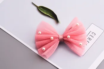 

Boutique ins 1pc Fashion Big Gauze Pearl Bow Hairpins Solid Kawaii Bowknot Hair Clips Princess Headwear Hair Accessories