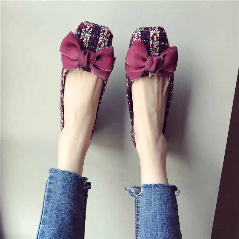 De Nouvelle Ballet Extérieure Chaussures Orteil Noeud Casual Appartements Femme Mode Simples Papillon Noir 2018 Semelle Élégant Souple rouge Marque Femmes Carré Epx7dEqS