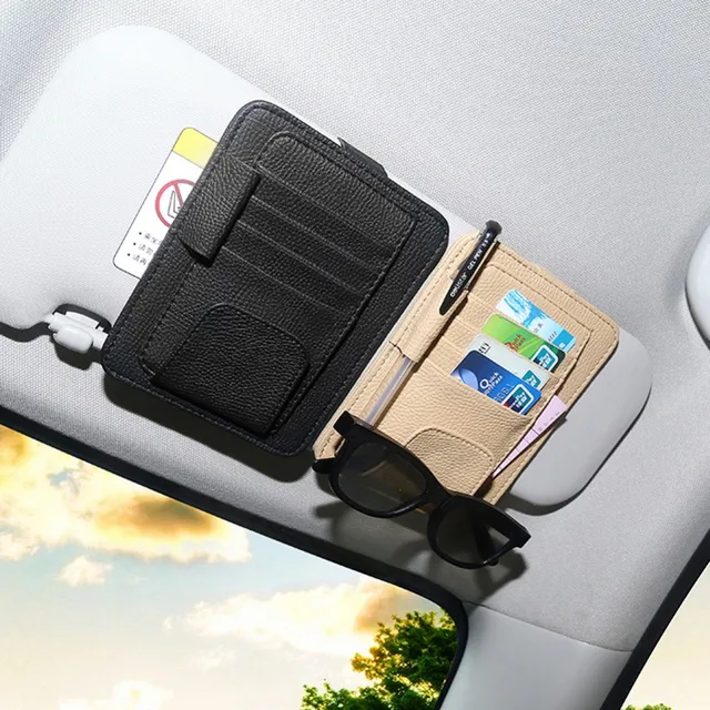 PU Car Sun Visor Glasses Sunglasses Ticket Receipt Card Clip Storage Holder Glasses Cards Car Holder Car Styling Accessaries