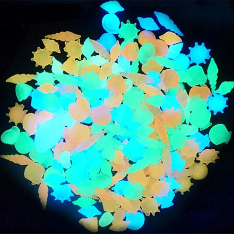 

10pcs 3D Luminous shell conch starfish Aquarium Fish tank landscaping fluorescent Marine life glow in the dark toys for Children