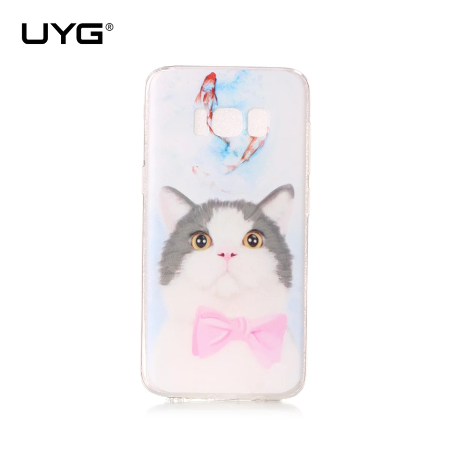 UYG soft TPU cases for samsung galaxy s8 case s7 luxury silicone cute cat floral animal pattern protective shockproof back cover |