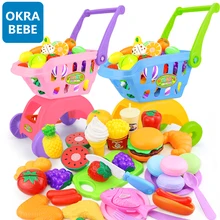7-30 шт детский супермаркет покупки продуктов тележки игрушечные тележки для девочек кухня игровой дом Моделирование фрукты ролевые детские игрушки