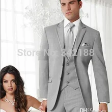 Западные брендовые новые смокинги для жениха светло-серые тупые лацкан шафер жених мужские свадебные костюмы/форма/Жених костюмы/лучший костюм