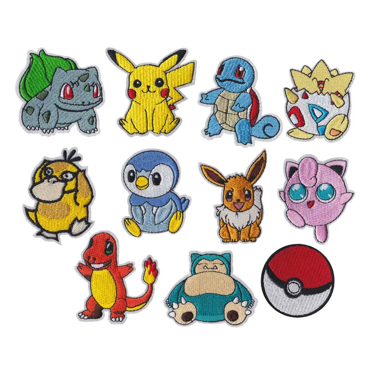 

1Pcs Pikachu Pokeball patches Team MEW water MEWTWO Geodude INSPIRED Haunter Dragonite Embroidered Emblem applique halloween diy
