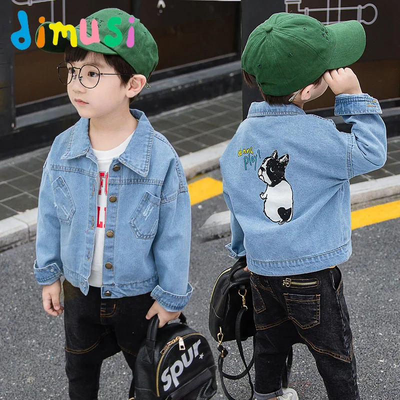  DIMUSI Boys Denim Jackets Baby Girls Cartoon Denim Coats Fashion Child Kids Outwear Windbreaker Jea