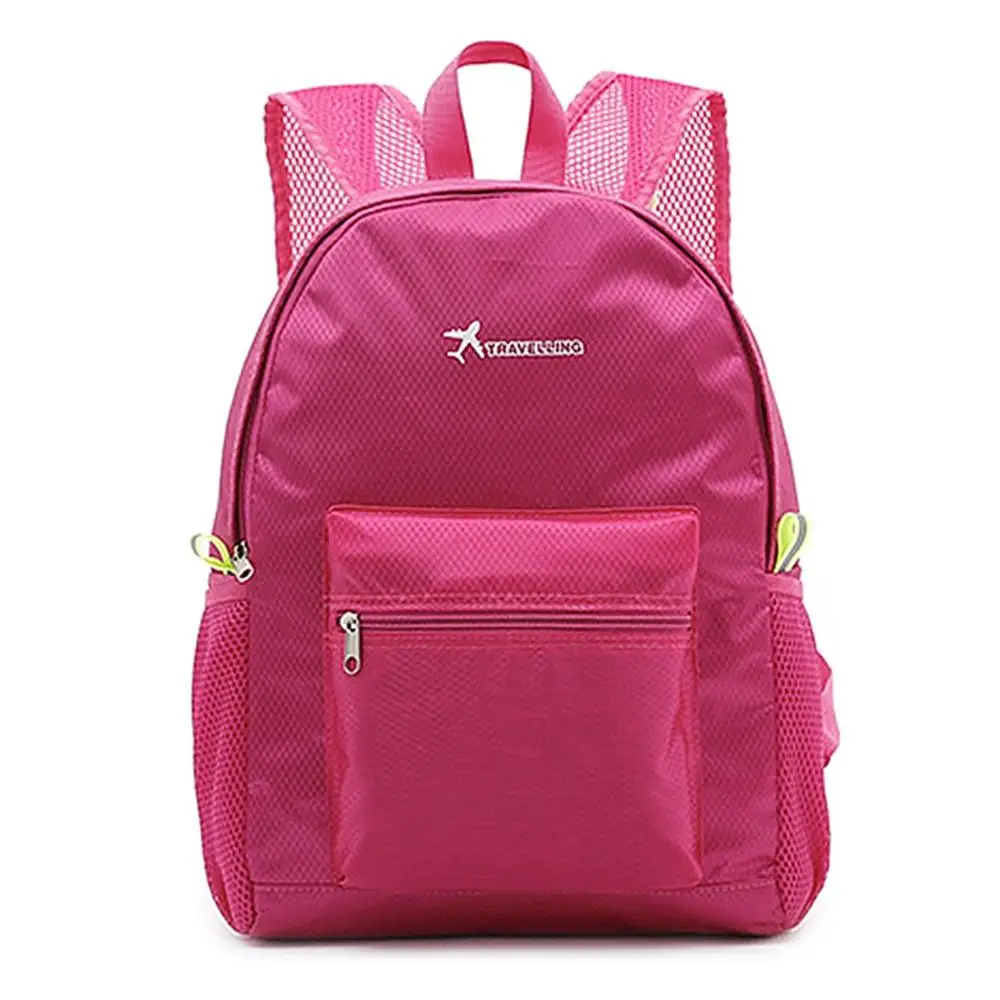 Портативный складной легкий нейлоновый рюкзак для путешествий сумка для спорта кемпинг чехол - Цвет: Ярко-розовый