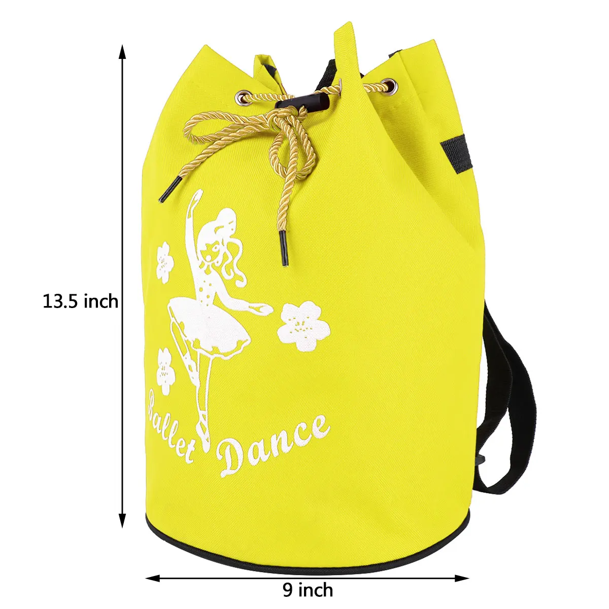 TiaoBug Cute Kids Fashion Drawstring Ballet Bag Backpack Girls Student School Backpack Dancer Print Rucksack for Gym Dance Class