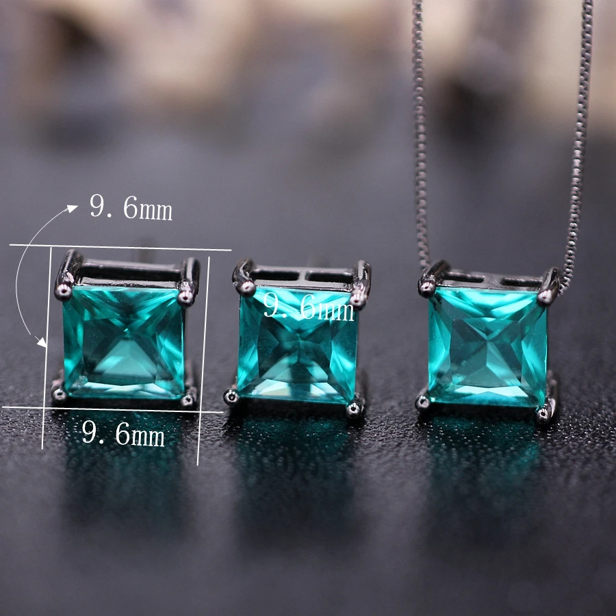 Square earring pendant necklace jewelry set6_